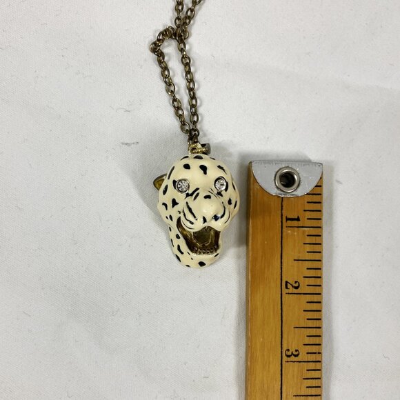 Long Necklace Leopard Head Jungle Cat Cheetah Panther - Picture 7 of 8